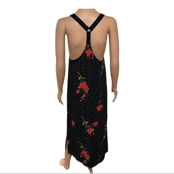 Volcom Polka Dot Rose Floral Midi Dress Sz S - Picture 4 of 15